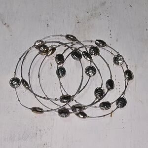 Treska Brutalist Silver tone Wire‎ Beaded Bracelets